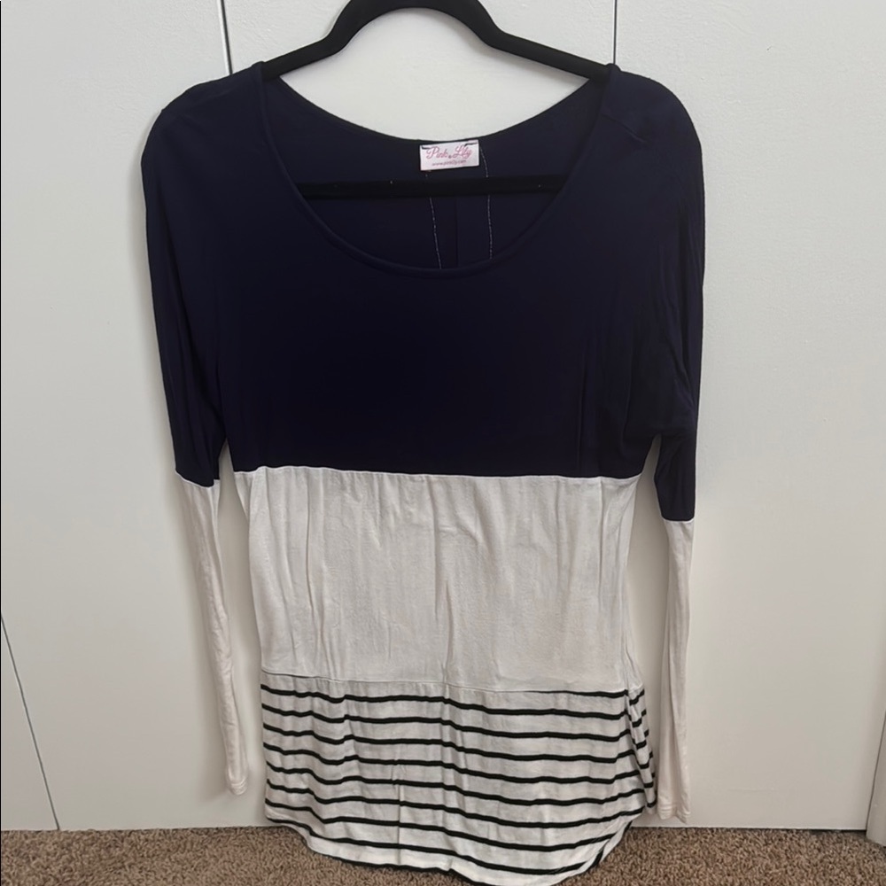 Pink Lily Boutique colorblock lace tunic